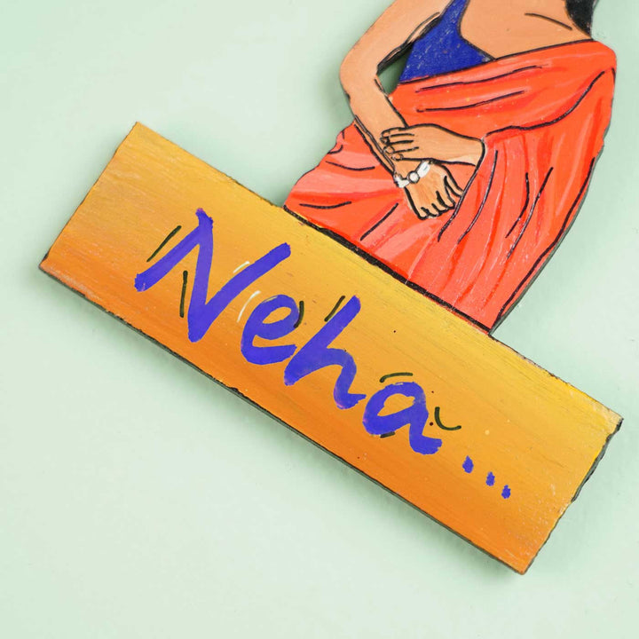 Personalized Hand-painted Ethnic Love Theme MDF Wood Fridge Magnet