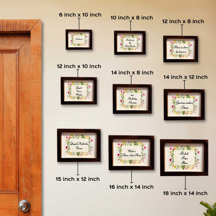 Minimal Floral Personalized Framed Rectangle Resin Name Plate