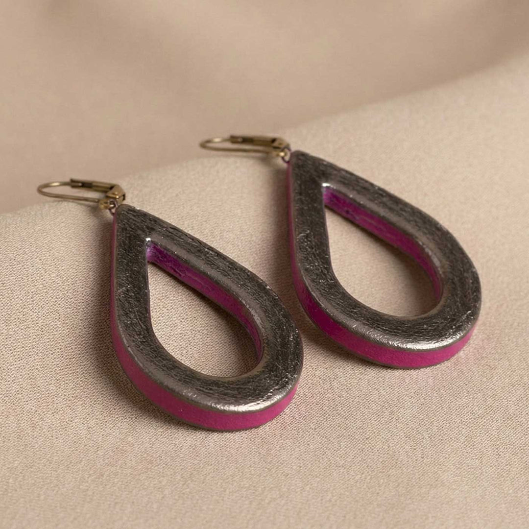 Handmade Sleek Metallic Finish Terracotta Earrings