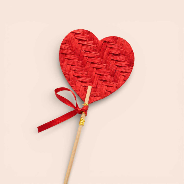 2 Pc | Handmade Heart Theme Bamboo Decorative Sticks