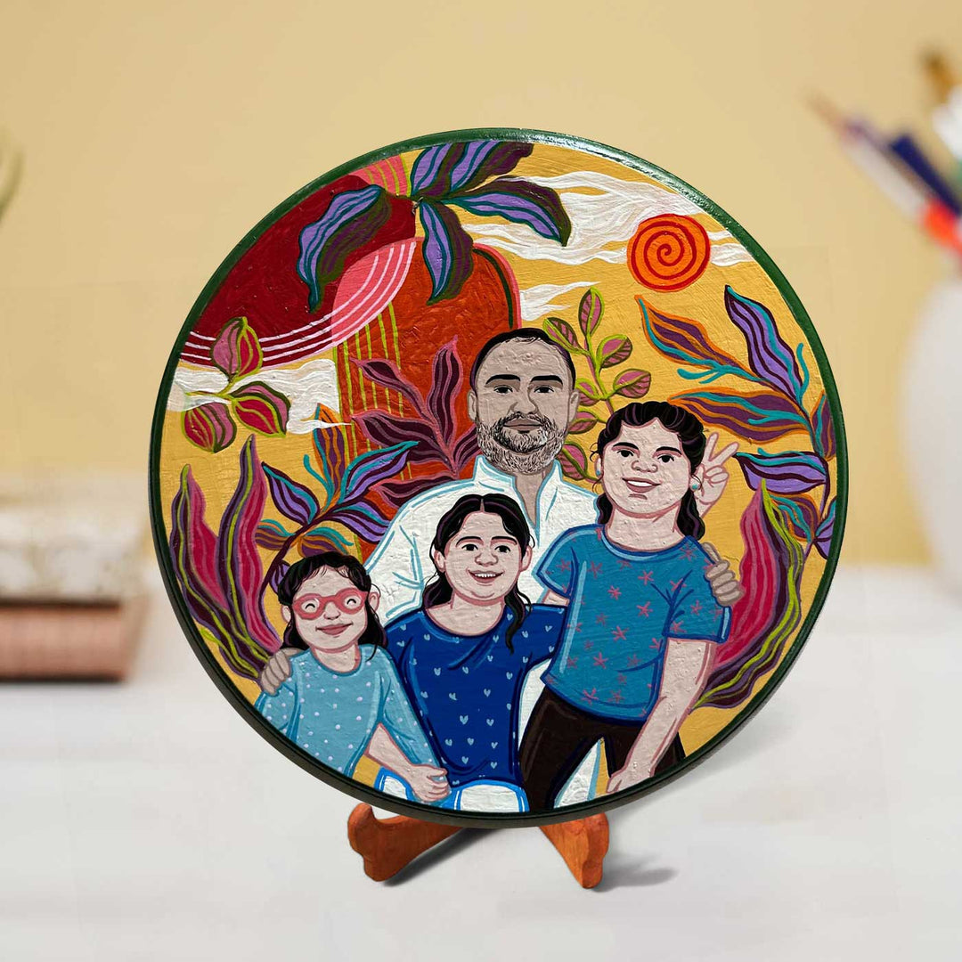 10 Inch | Photo Personalized Hand Painted Pop Art Illustrated Caricature Wall Plate With Stand
