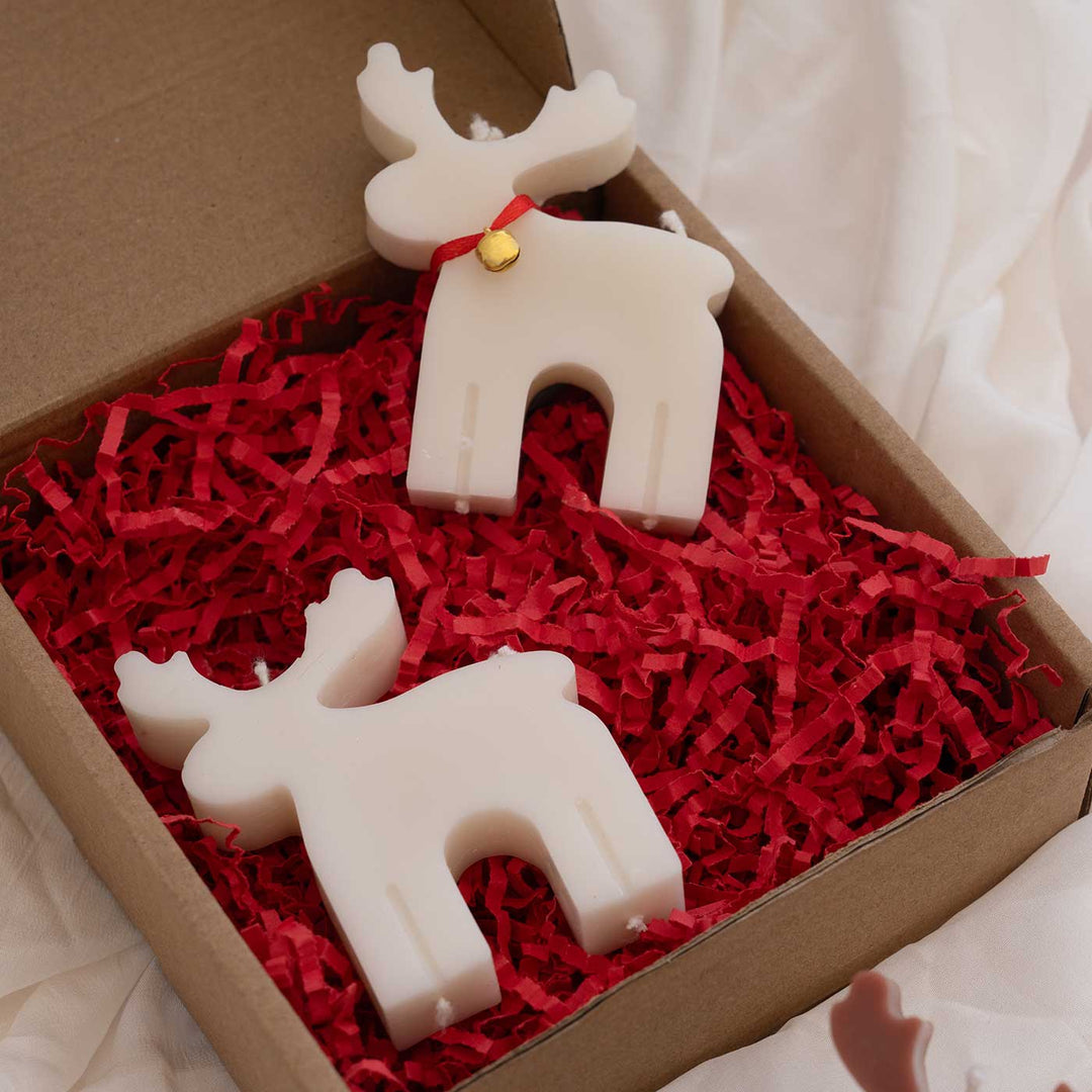 2 Pc | Handmade Reindeer Soy Wax Candles