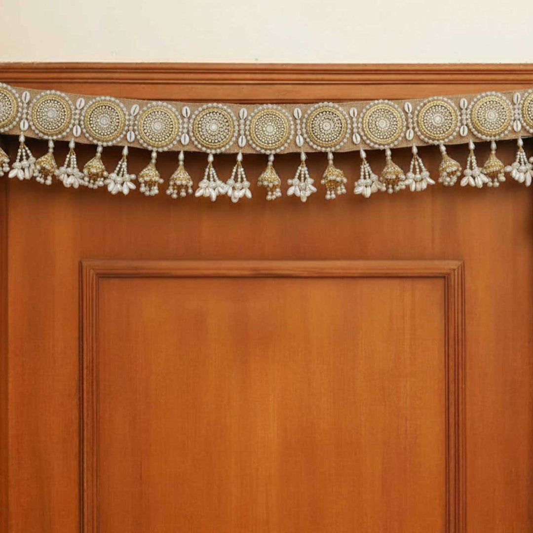 Handmade Beaded Pearl Design Jute Toran