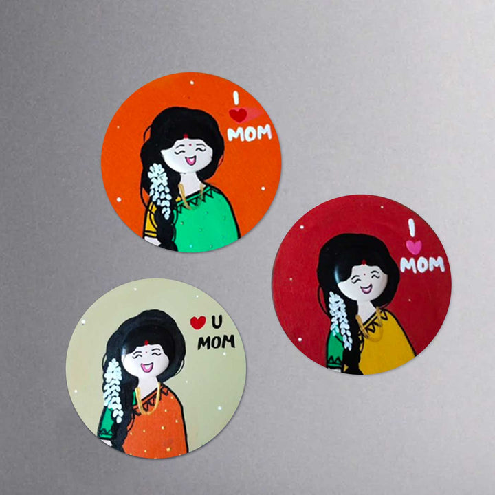 Photo Personalized Pebble Art "Love U Mom" Theme MDF Wood Fridge Magnet For Mothers