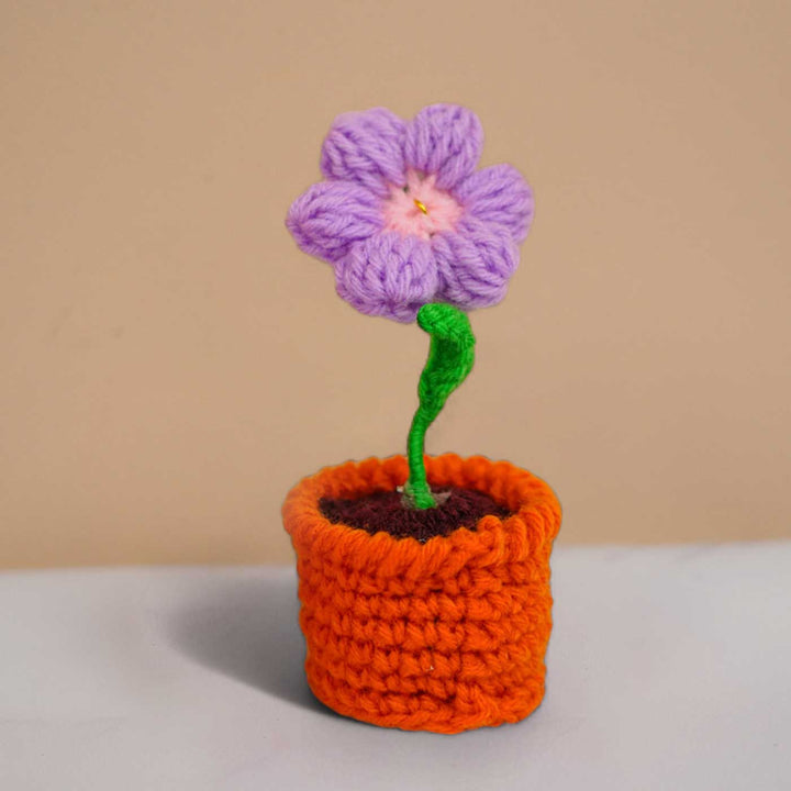 Handmade Crochet Cute Purple Flower Pot