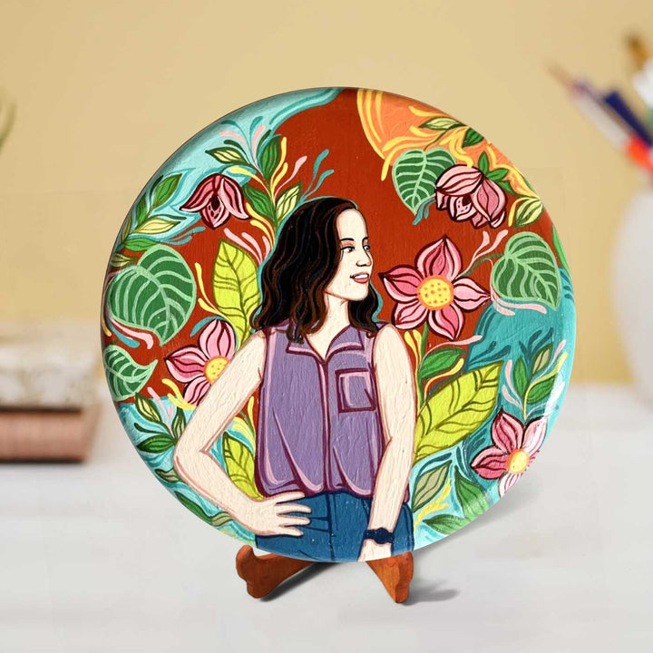 10 Inch | Photo Personalized Hand Painted Pop Art Illustrated Caricature Wall Plate With Stand