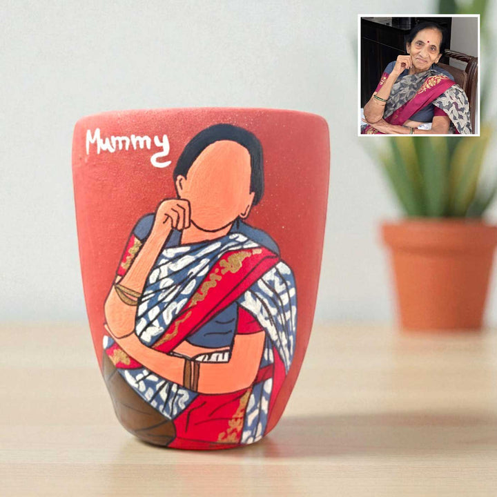 Photo Personalized Hand-Painted Mother Theme Terracotta Mug