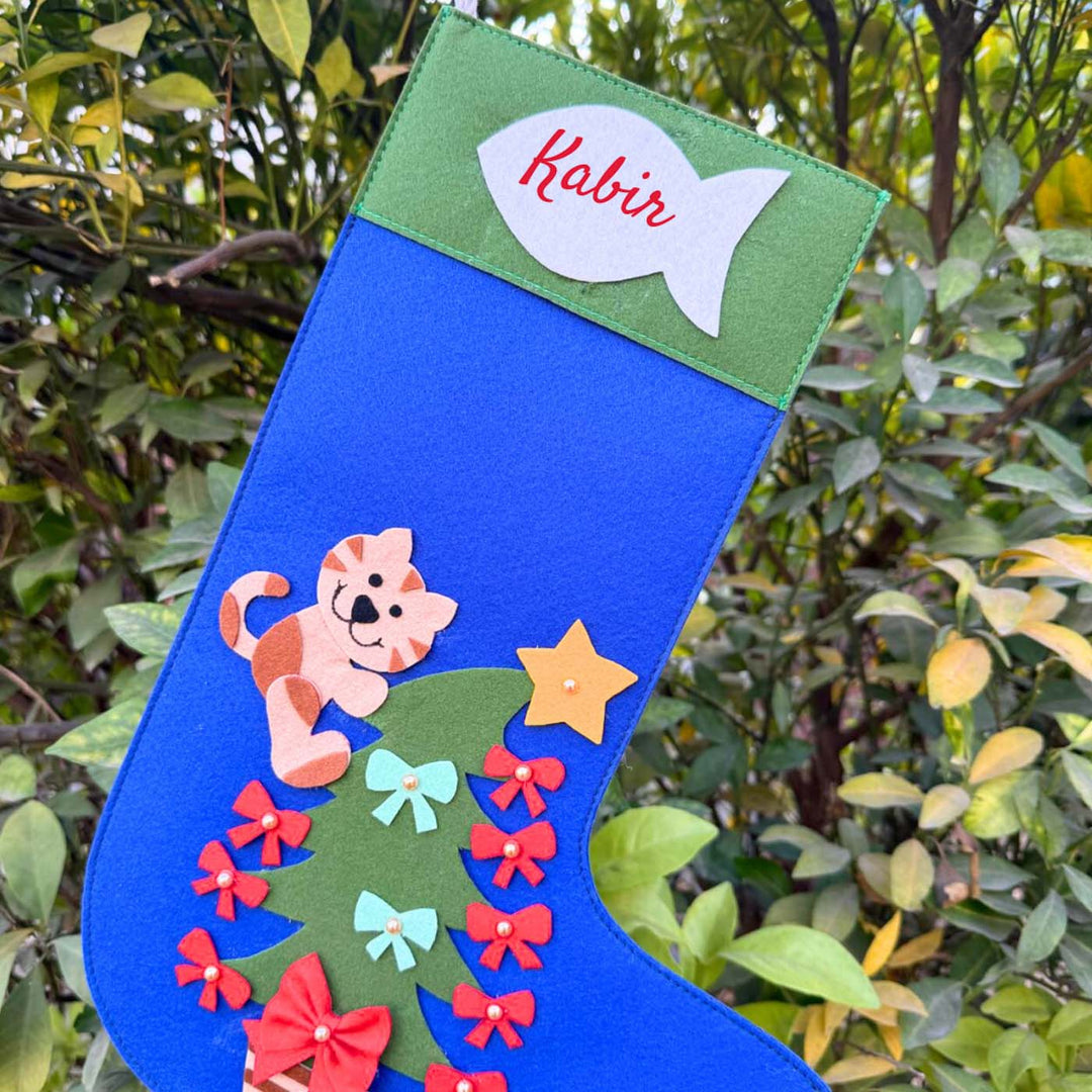 2 Pc | Personalized Handmade Pawsome Felt Stocking And Hanging