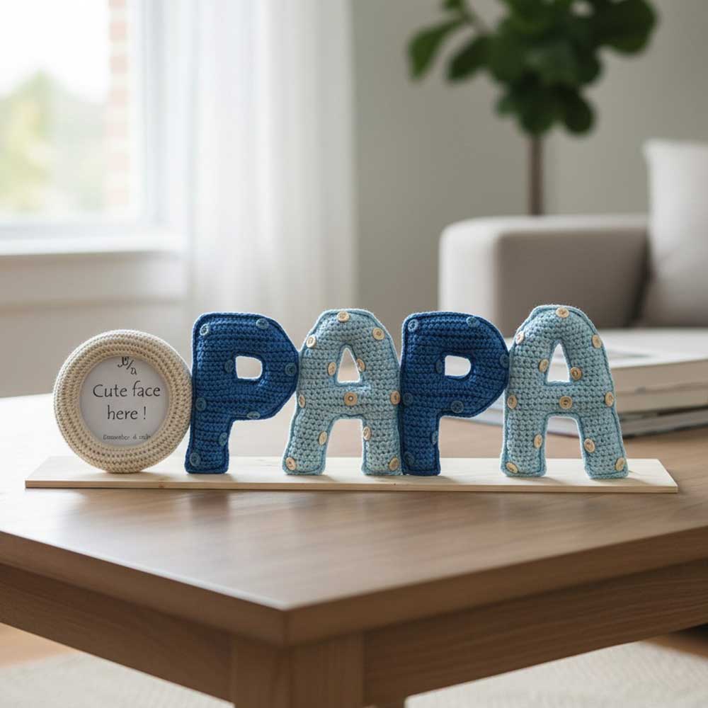 Handmade Crochet Photo Frame for Fathers