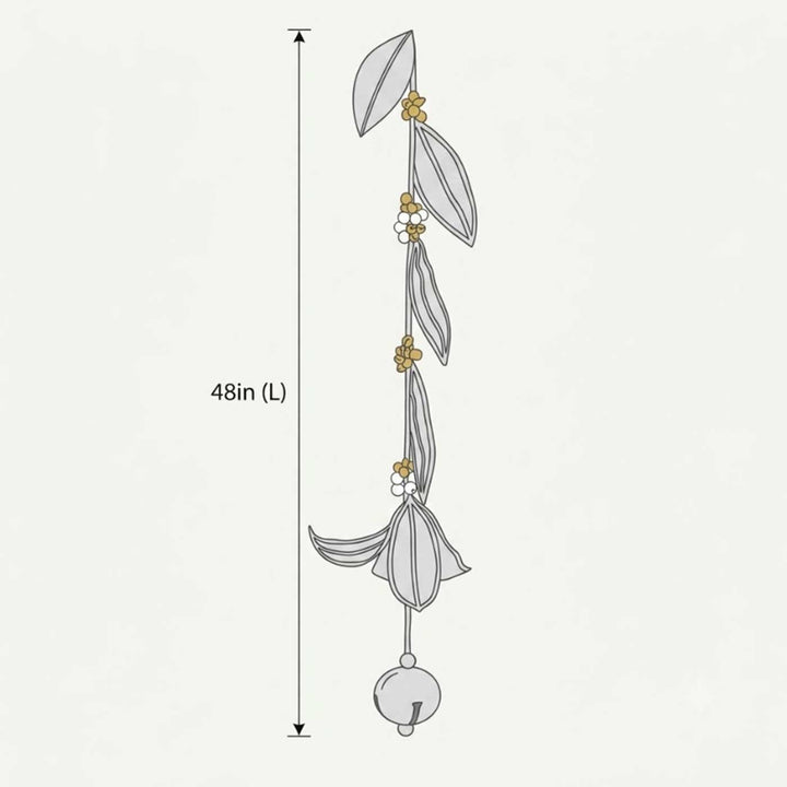 Handmade Mango Leaf Aam Patta Silk Wall Hanging String With LED Lights, Ghungroo Bells & Lace