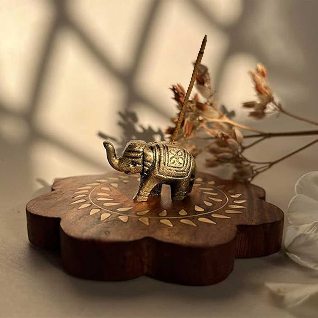 Handmade Elephant Design Brass Incense Stick Holder