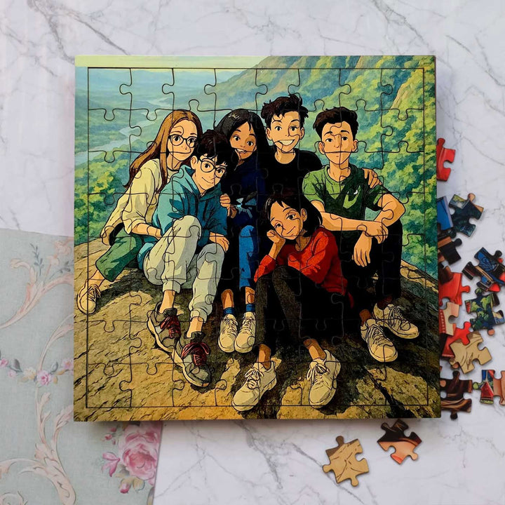 Photo Personalized Ghibli Art Design Wooden Puzzle