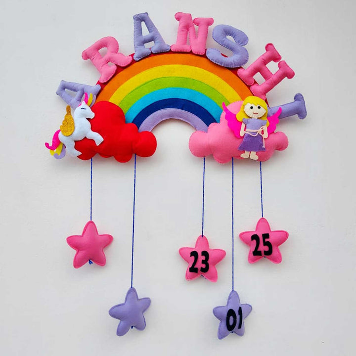 Personalized Rainbow & Unicorn Theme Felt Kids Name Plate
