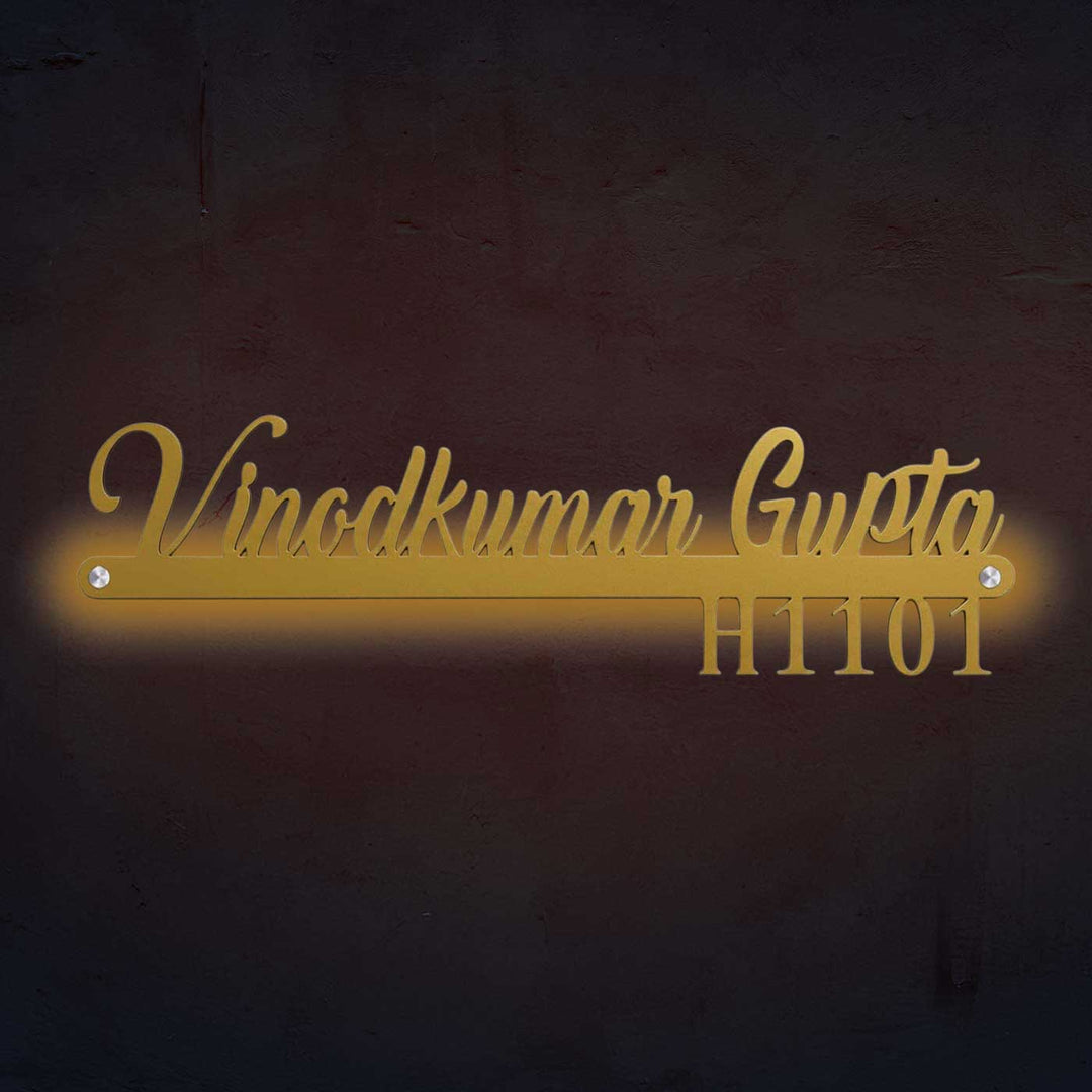 Personalized Waterproof Black Laser Cut Metal Name Plate With Backlight