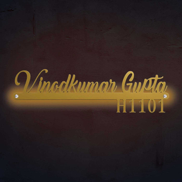 Personalized Waterproof Black Laser Cut Metal Name Plate With Backlight