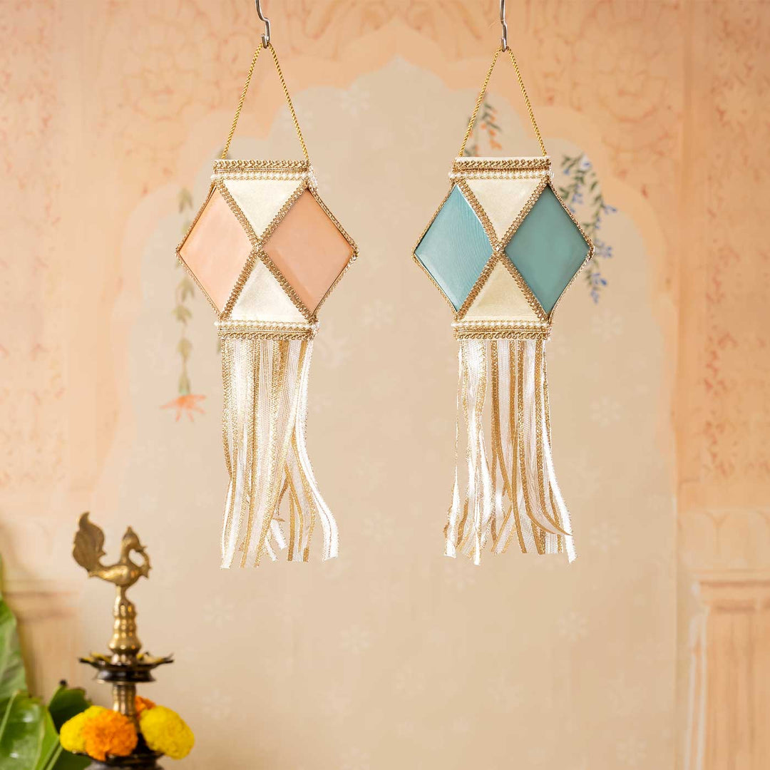 6 pc | Mini Handmade Decorative Akash Kandil/ Lantern Hangings Gift Set | Includes Electric Tealights