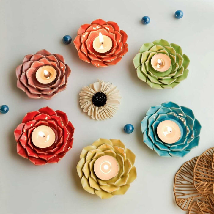 Handmade Phoolrani Ceramic Tealight Holder