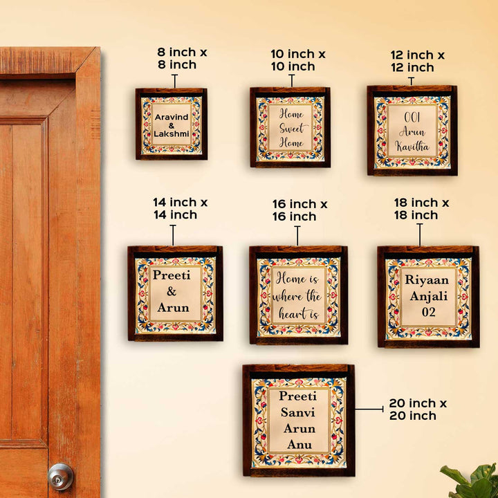 Blooming Floral Personalized Resin Wooden Frame Name Plate