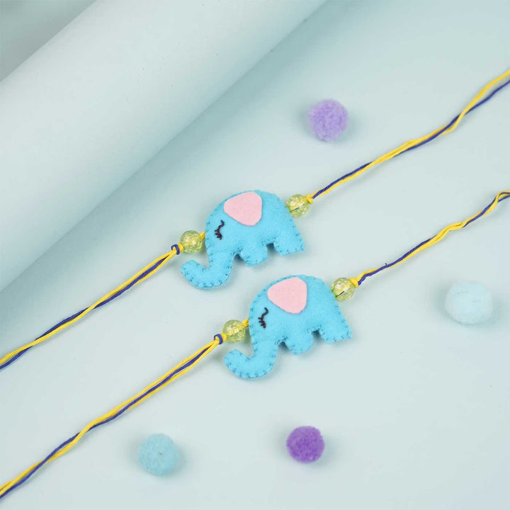 Handmade Elephant Theme Felt Kids Rakhi For Twins | Set of 2