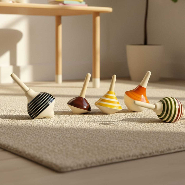 Wooden Spinning Tops Set | Handmade Etikopakka Skill Toy | 3+ Years