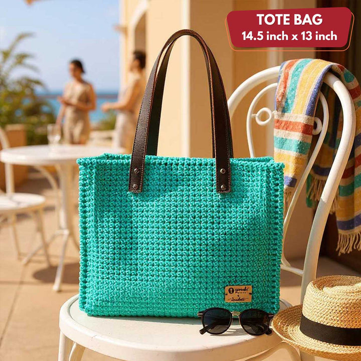 Solid Eco Green Mukhya Knot Handmade Koodai Tote Bag