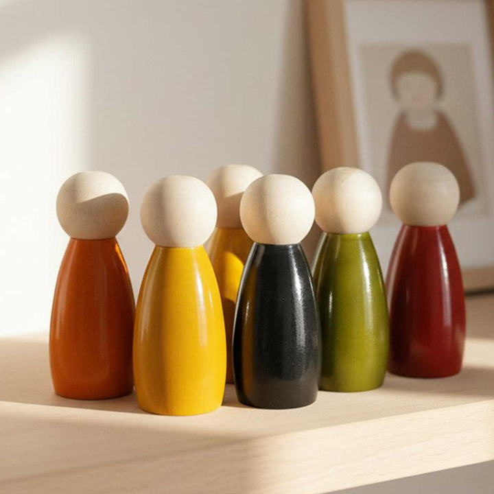 Wooden Coloured Peg Dolls | Handmade Etikopakka Creative Toy | 3–8 Years
