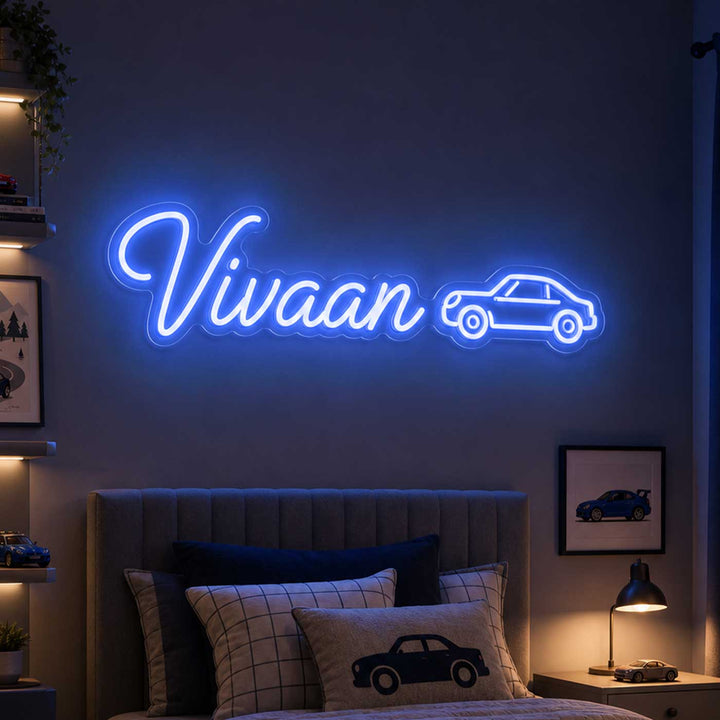 Personalized Name Neon Light Sign Board With Customisable Motif For Kids Room Decor