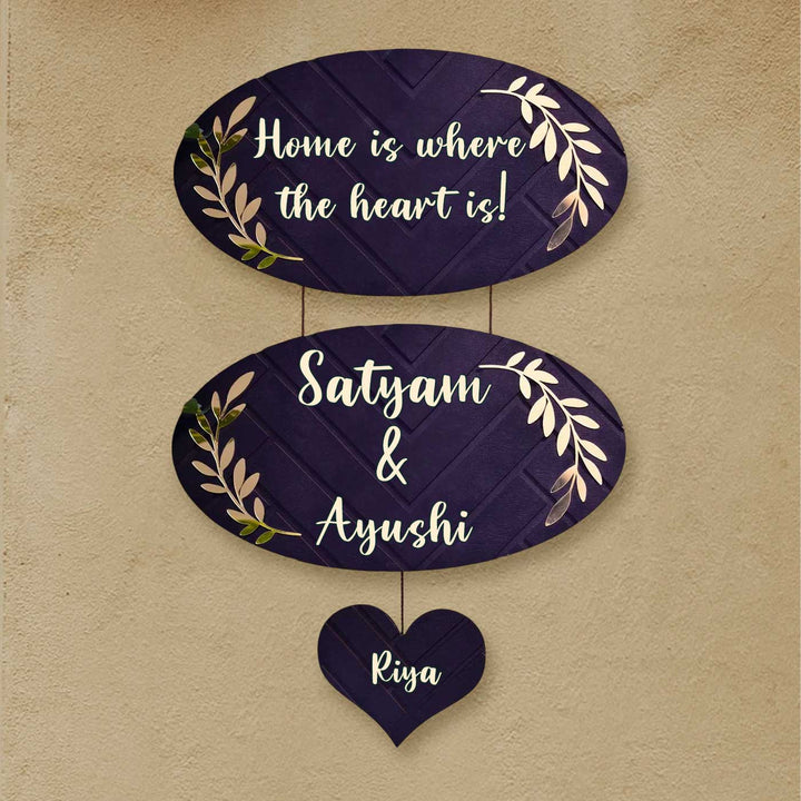 Personalized Elegant Oval Shaped Mdf Wood Name Plate