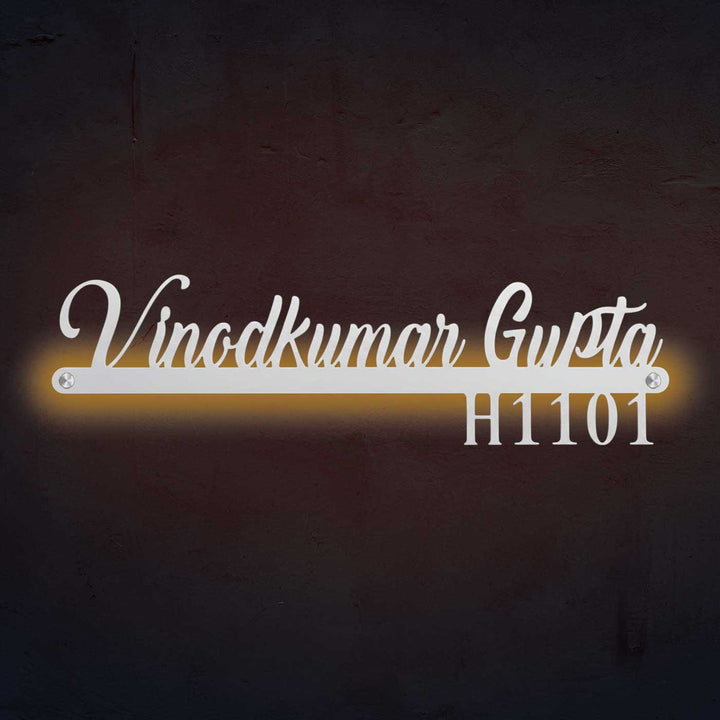 Personalized Waterproof Black Laser Cut Metal Name Plate With Backlight