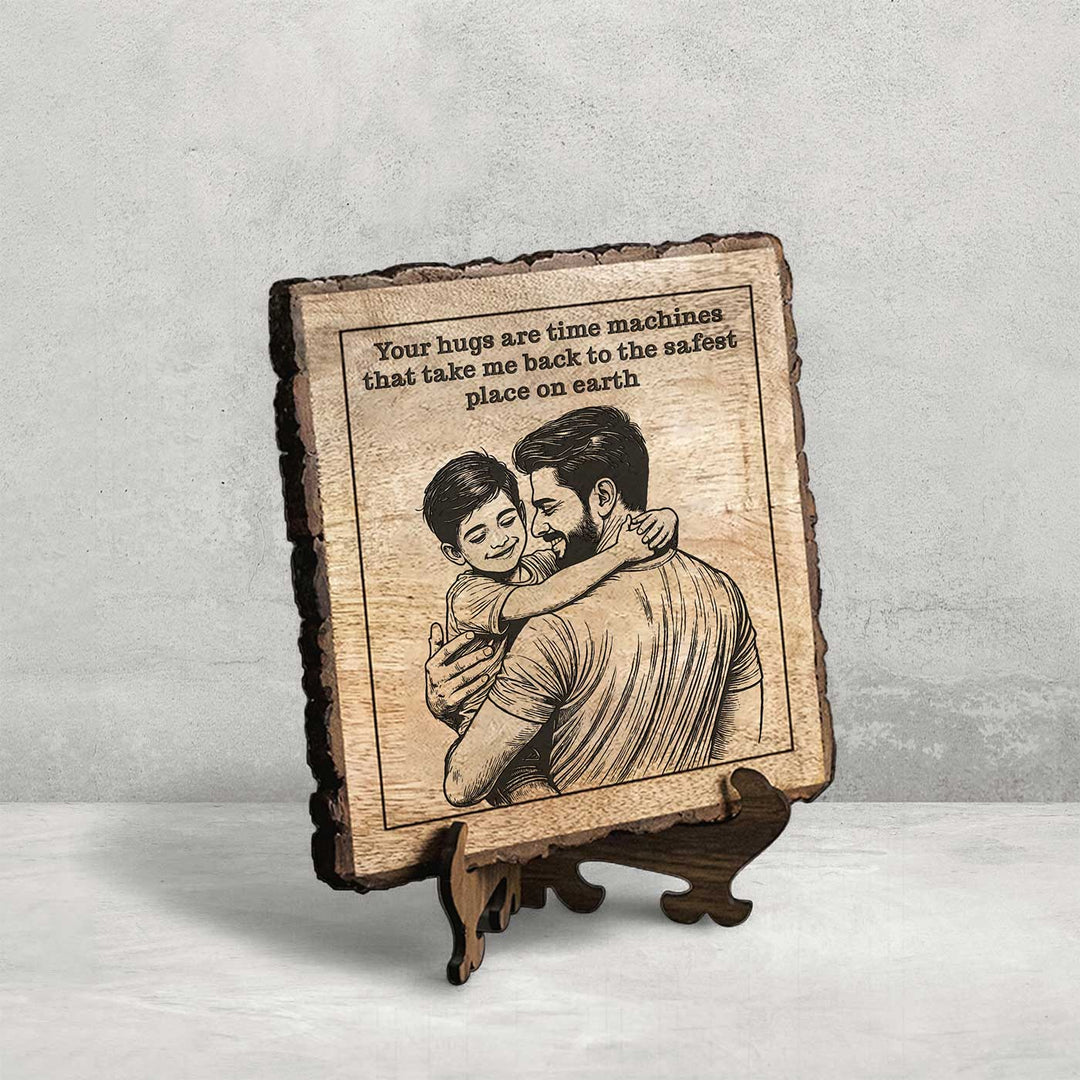 Personalized Hand Carved Engraved Dad And Son Theme Wooden Decorative Plaque