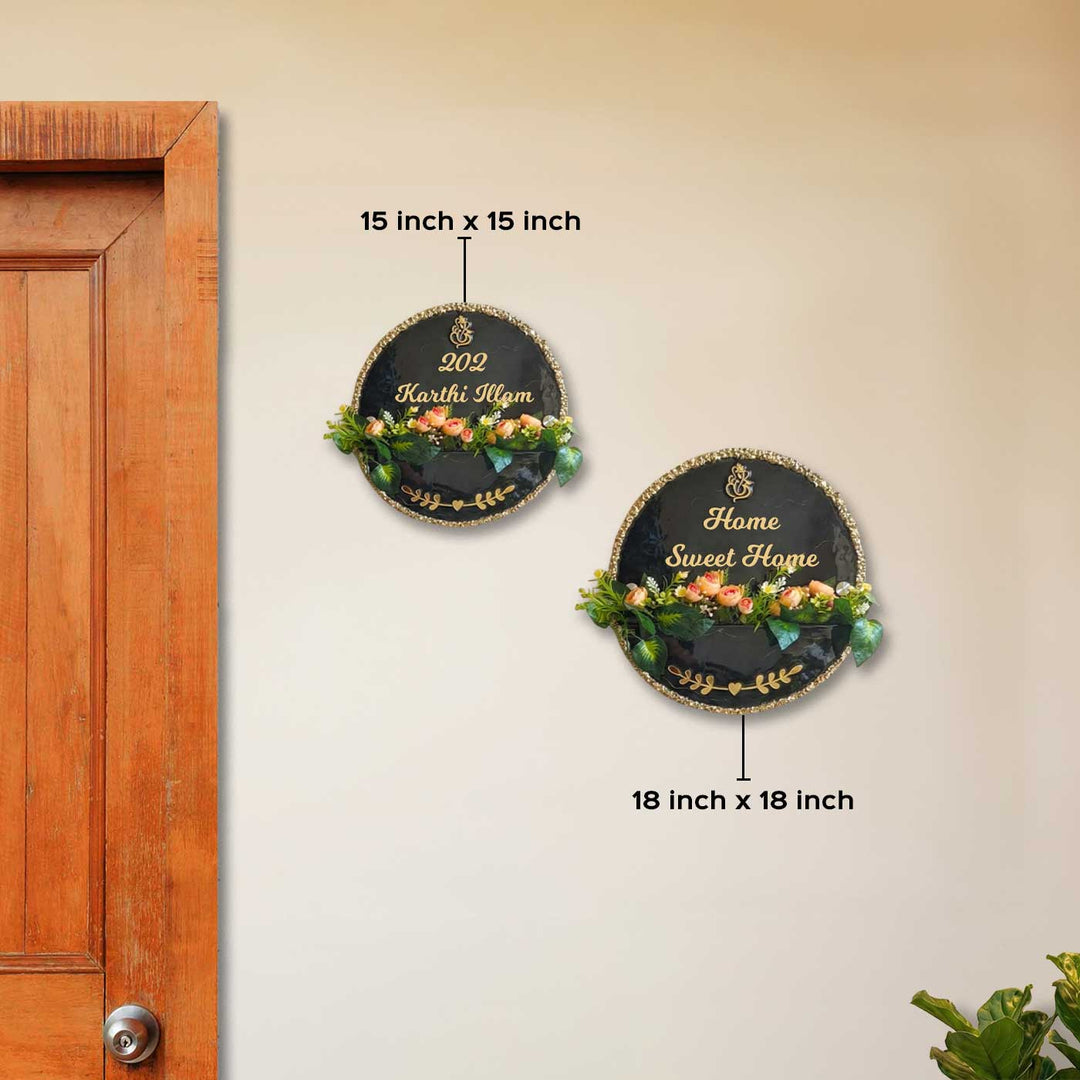 Black And Gold Resin Personalized Handmade Planter Name Plate With Backlight