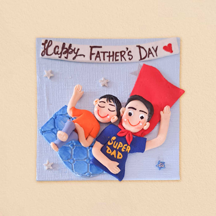 Personalized Handmade Superhero Theme Clay Fridge Magnet For Fathers