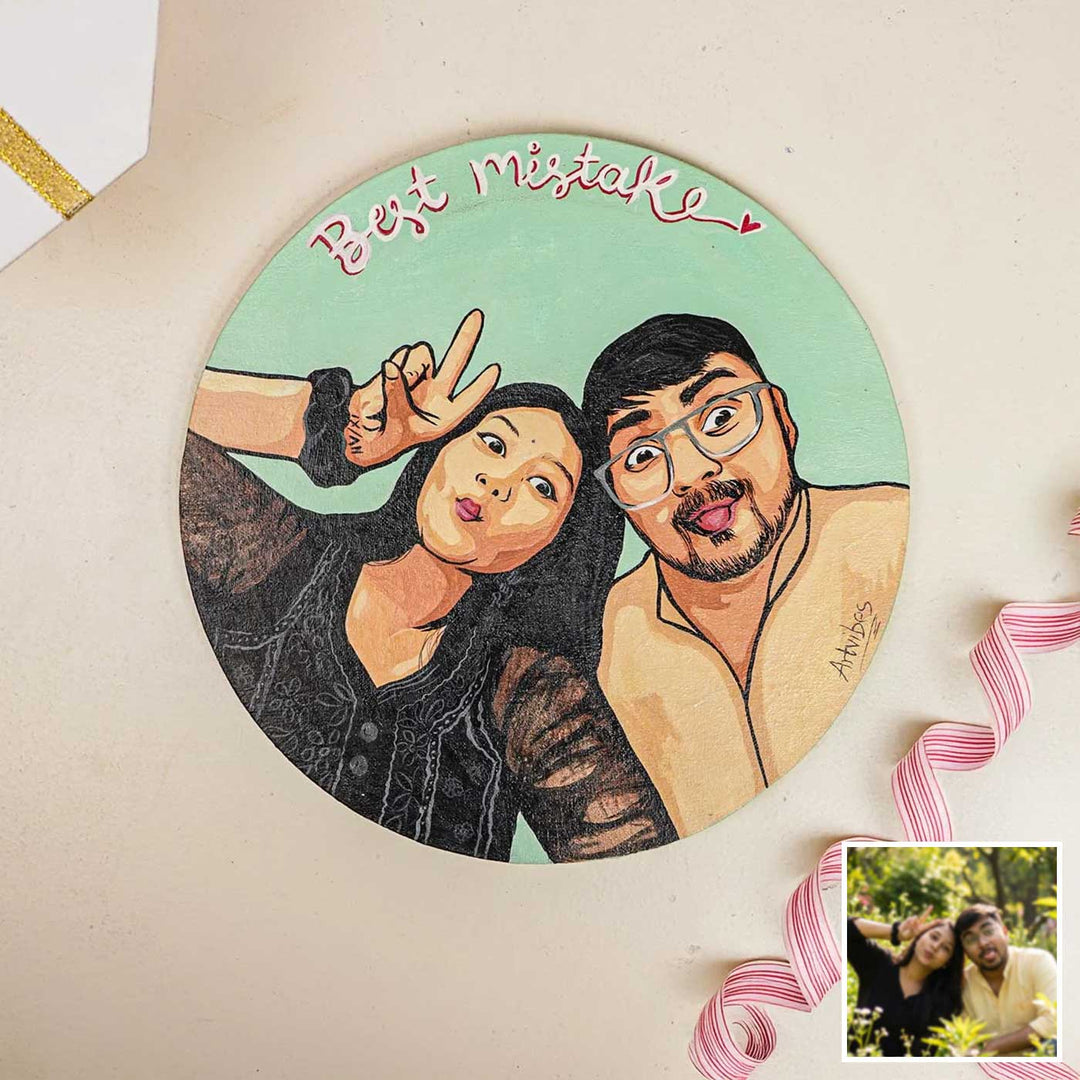 Cute Couple Photo Personalized Handpainted Canvas Portrait