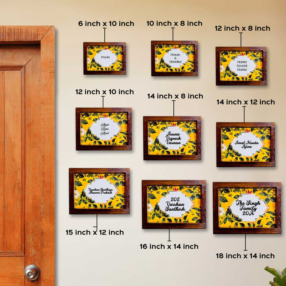 Yellow Garden Personalized Framed Rectangle Resin Name Plate