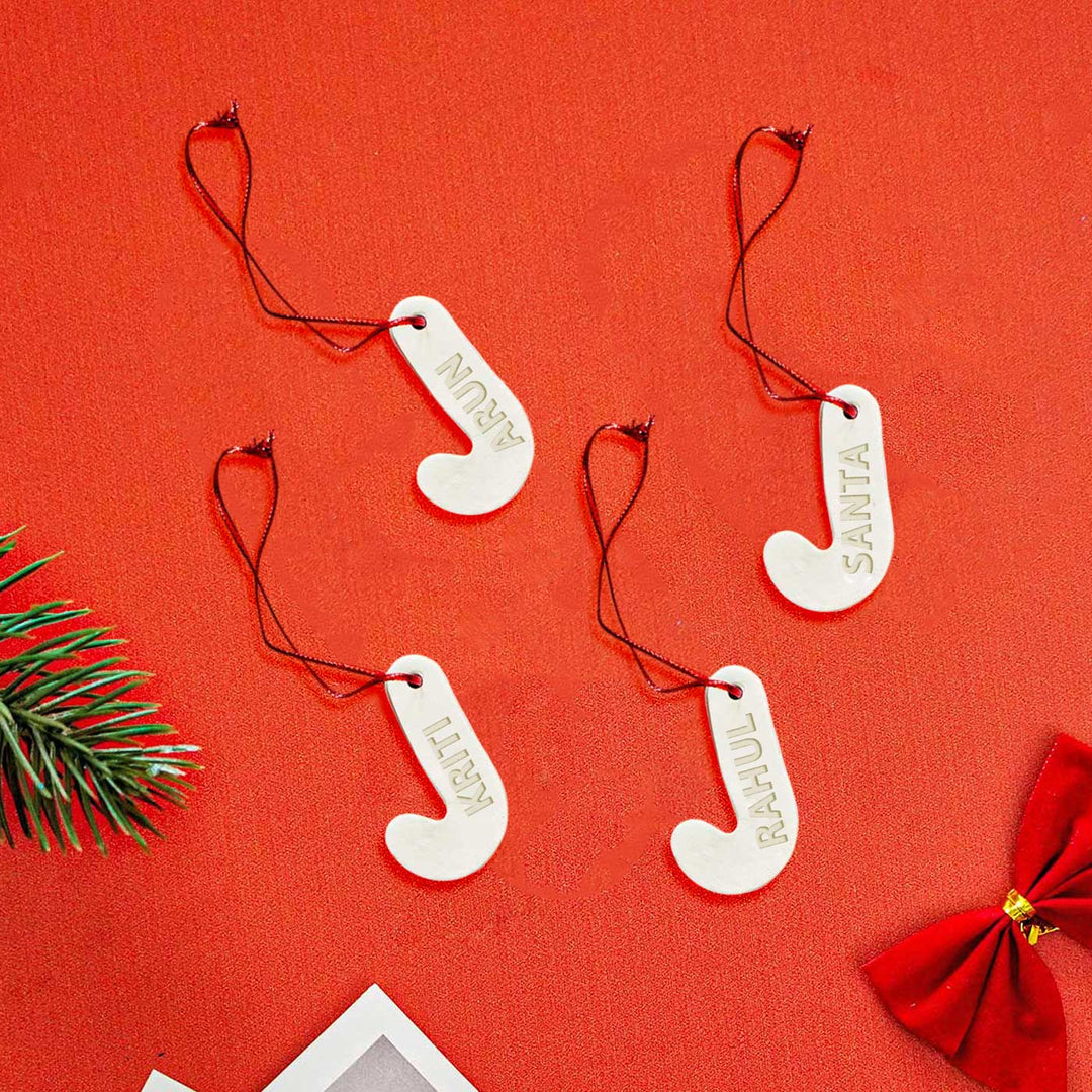 Set of 4 | Personalized Candy Embossed Clay Ornament For Christmas Tree Decoration