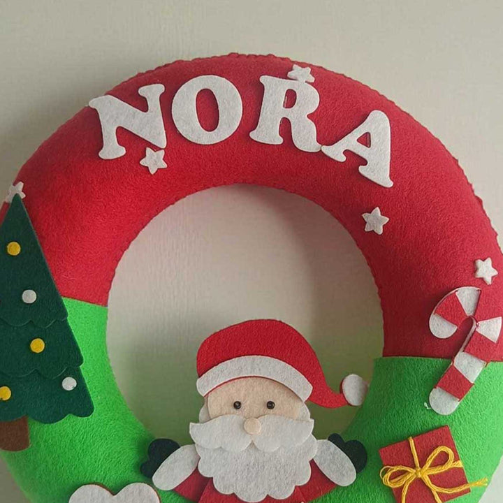 Personalized Handmade Santa's Hoilday Roundup Wreath Name Hanging