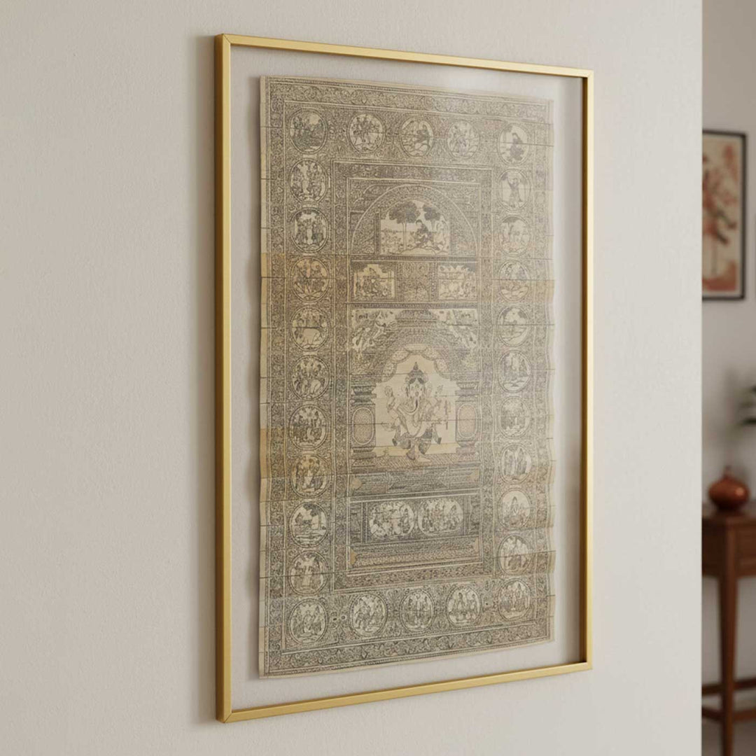 18 X 30 Inch | Handmade Palm Leaf Life Story Of Ganesha Painting
