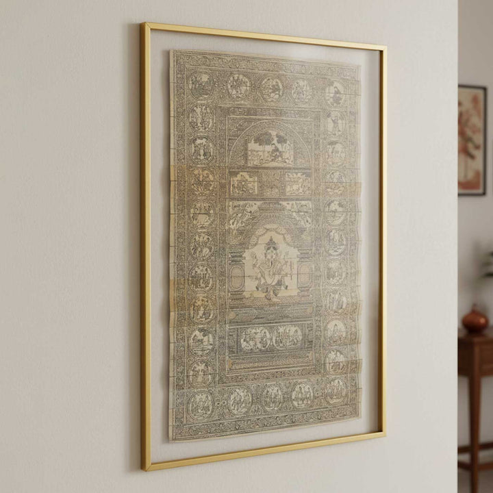 18 X 30 Inch | Handmade Palm Leaf Life Story Of Ganesha Painting
