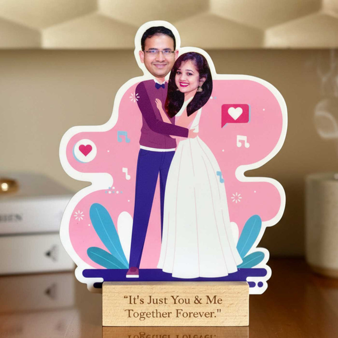 Photo Personalized Couple Hugs Acrylic Caricature Cutout