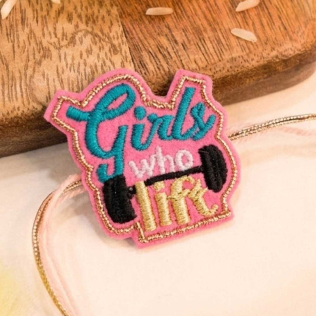 Handmade Thread Embroidered "Girls Who Lift" Reusable Rakhi Magnet For Sister