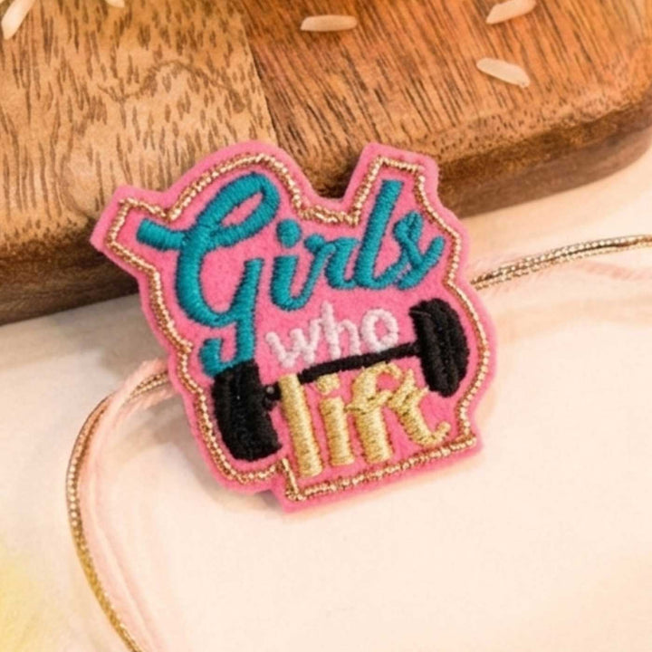 Handmade Thread Embroidered "Girls Who Lift" Reusable Rakhi Magnet For Sister