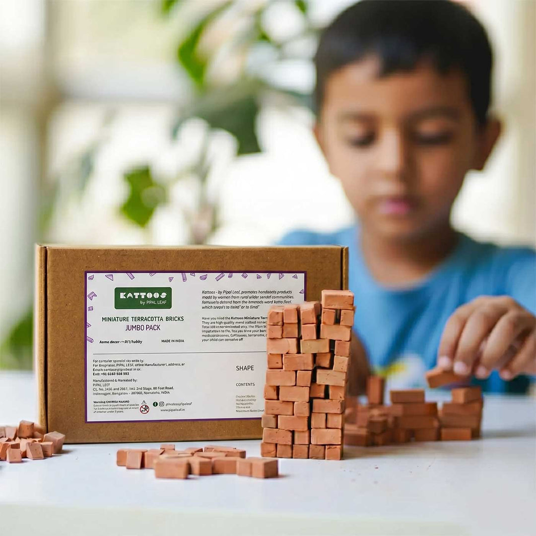 197 Rectangle Bricks | Terracotta Minature Bricks DIY Construction Kit Gift Pack | Suitable For Age 4+ Years