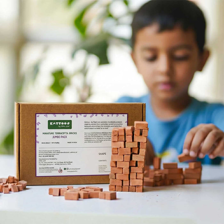 197 Rectangle Bricks | Terracotta Minature Bricks DIY Construction Kit Gift Pack | Suitable For Age 4+ Years