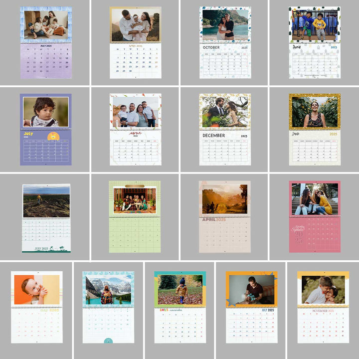 Photo Personalized Landscape Glossy Finish 2025 Wall Calendar