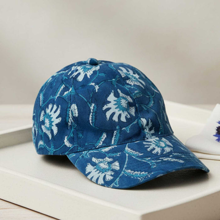 Hand Block Printed Blue Cap