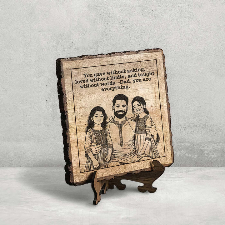 Personalized Hand Carved Engraved Dad And Daughters Theme Wooden Decorative Plaque