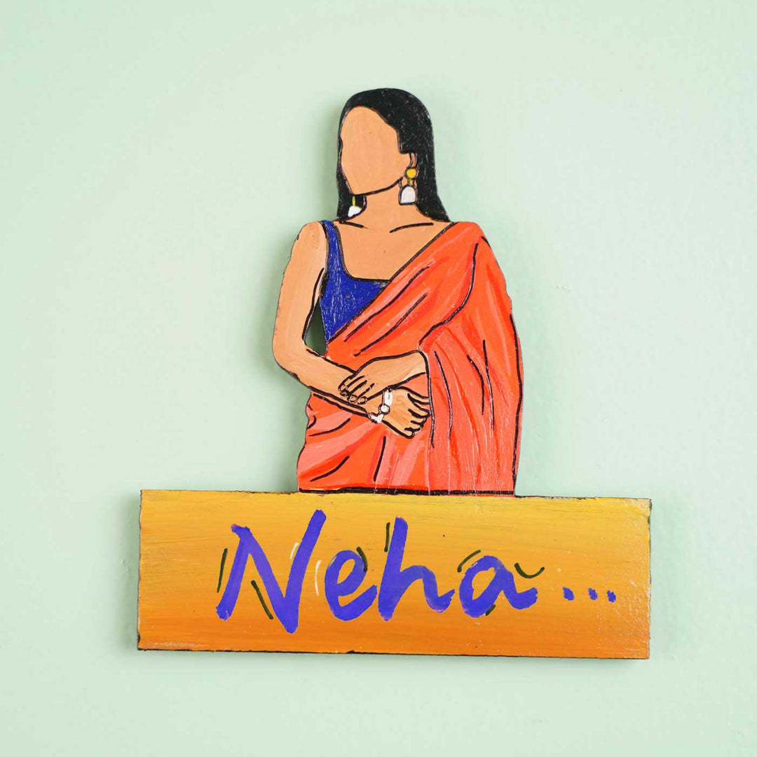 Personalized Hand-painted Ethnic Love Theme MDF Wood Fridge Magnet