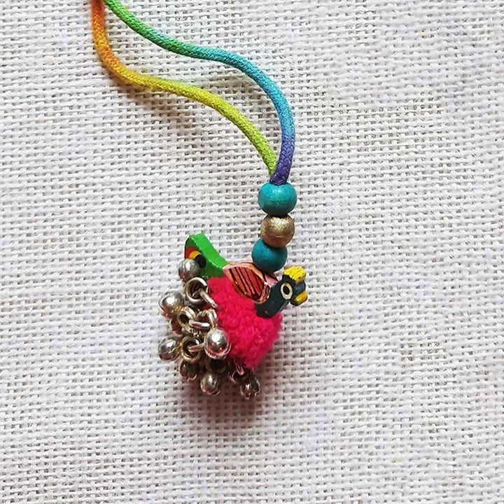Handmade Dori Work Peacock & Ghungroo Cotton Lumba Rakhi for Bhabhi With Roli Chawal