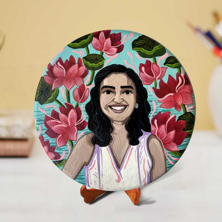 10 Inch | Photo Personalized Hand Painted Pop Art Illustrated Caricature Wall Plate With Stand