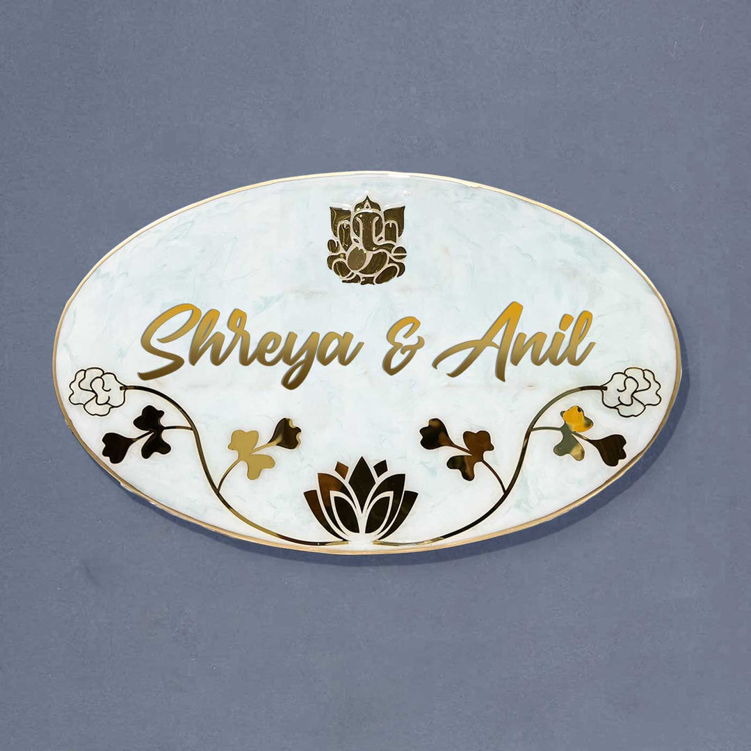 Personalized Floral Theme Resin Name Plate For Family